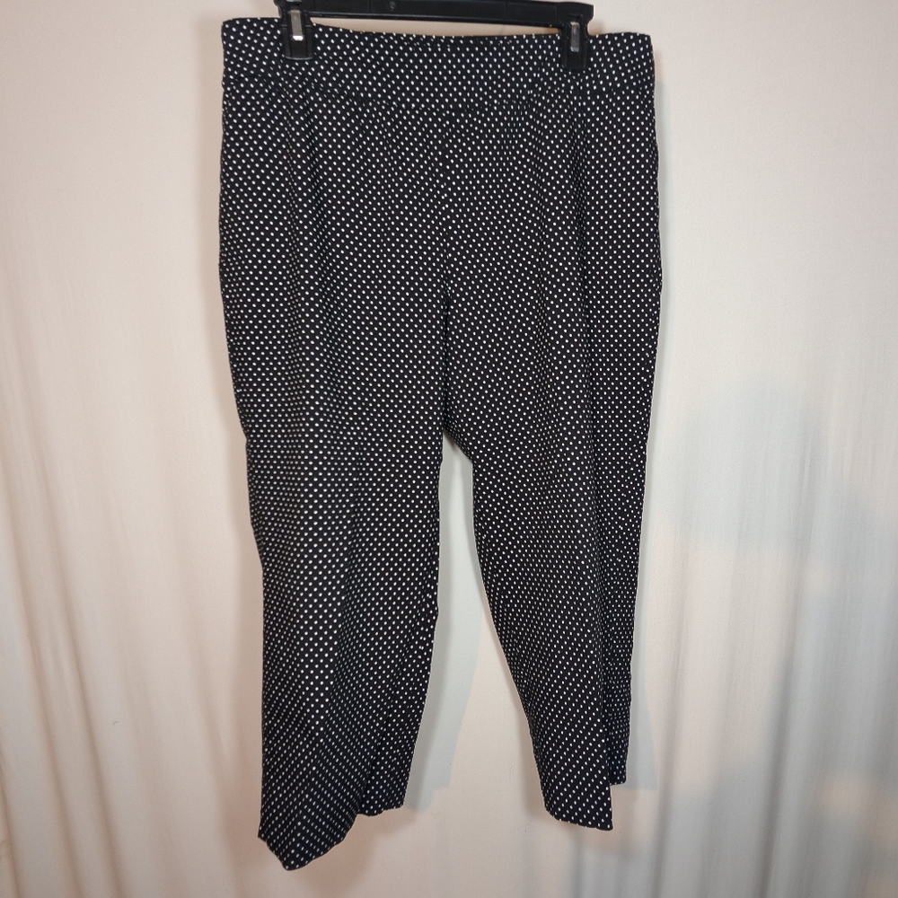 N Touch Polka Dot Pants Capris Slacks Professional Business Black White XL 16